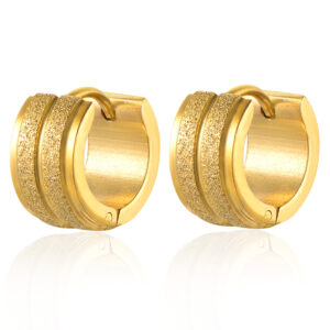 BIYONGDE Golden Color Sand Glitter Hoop Circle Earrings