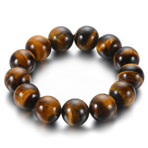 BIYONGDE 14MM Large Tiger Eye Beads Stretchable Bracelet for Men