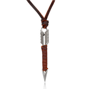 BIYONGDE Vintage Arrow Pendant, Tribal Ethnic Folk Adjustable Brown Leather Necklace